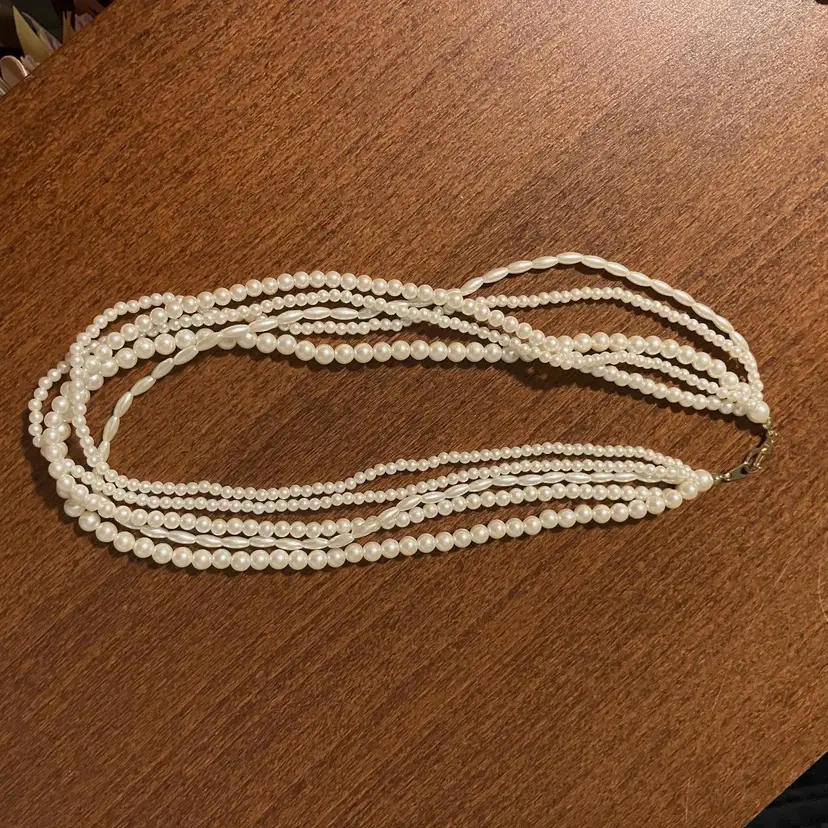 Vintage Multiple String Faux Pearl Necklace 8 inches