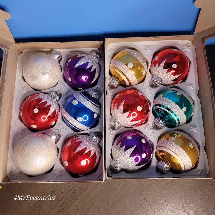 Vintage West Germany Rauch Glass Christmas Ornaments Set