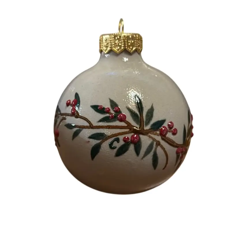 Last Kiln 2026 Salmon Falls Red Berries & Pine Christmas Ornament 3.5” Diameter
