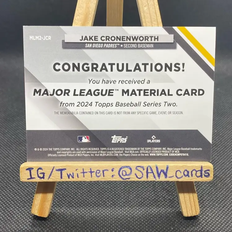 Jake Cronenworth 2024 Topps Series 2 Game Used Memorabilia San Diego Padres