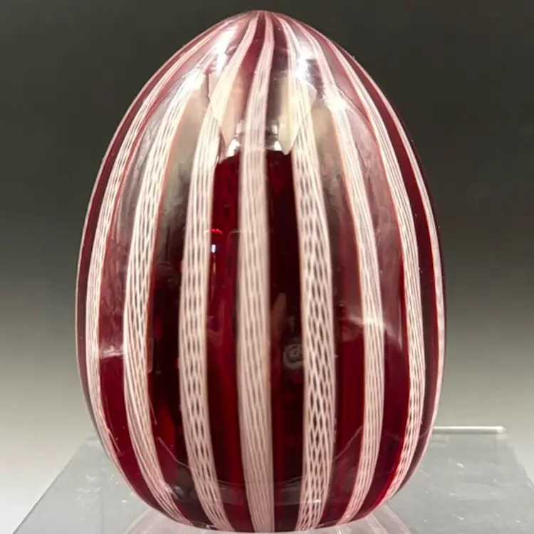 Italian Red And White Striped Paper Weight