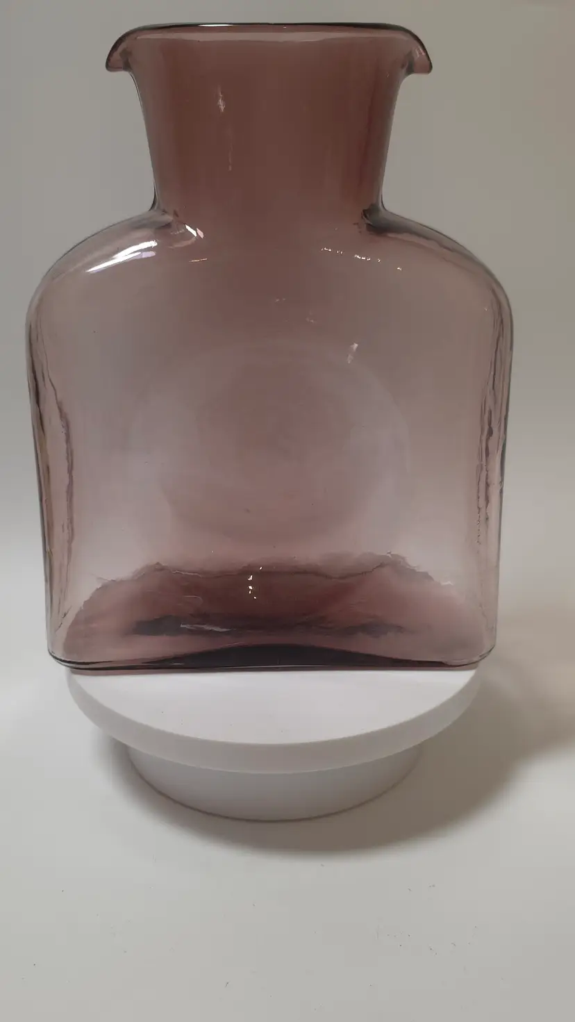Vintage Blenko Double Spout Water Pitcher Bottle Amethyst Plum Orchid Purple