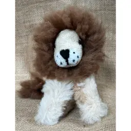Plush Alpaca Fur Lion Figurine Stuffed Animal Soft Toy Collectible Decor Safari