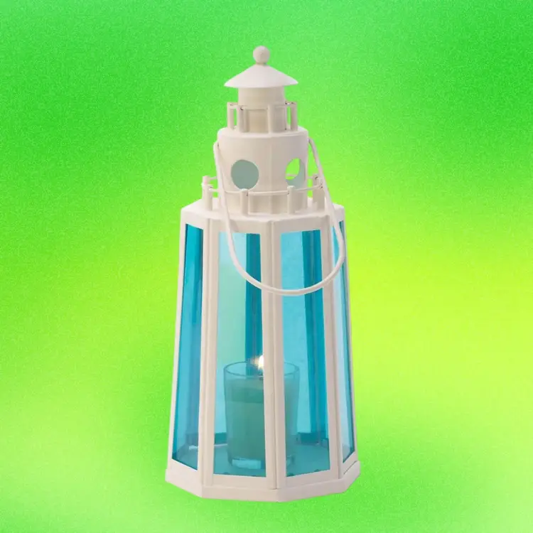 OCEAN BLUE LIGHTHOUSE CANDLE LAMP