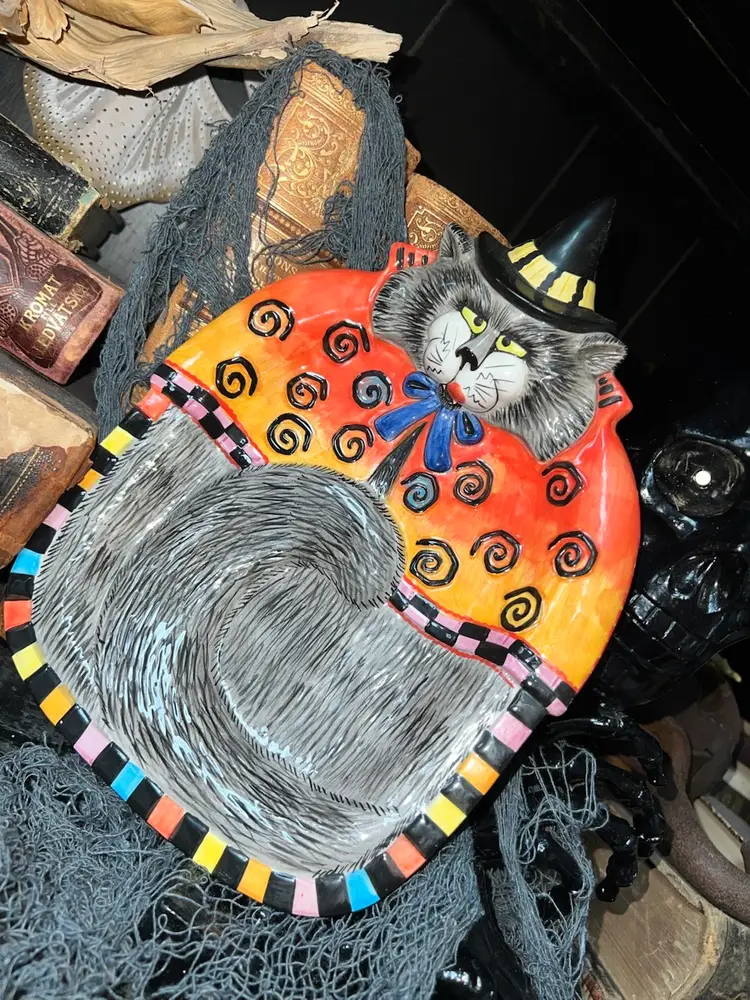 Halloween Blow Out Sale! Fitz And Floyd Kitty Witches Haloween Cat Platter Catch All Tray