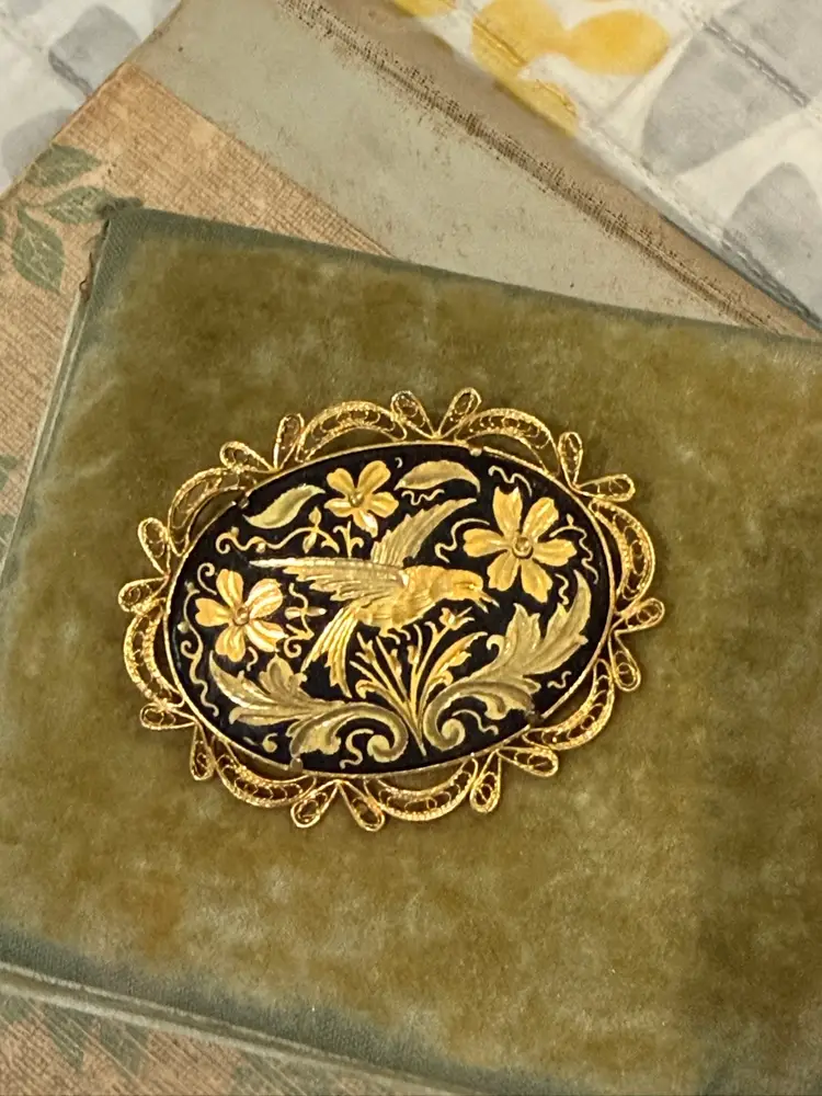 Damascene Bird Brooch