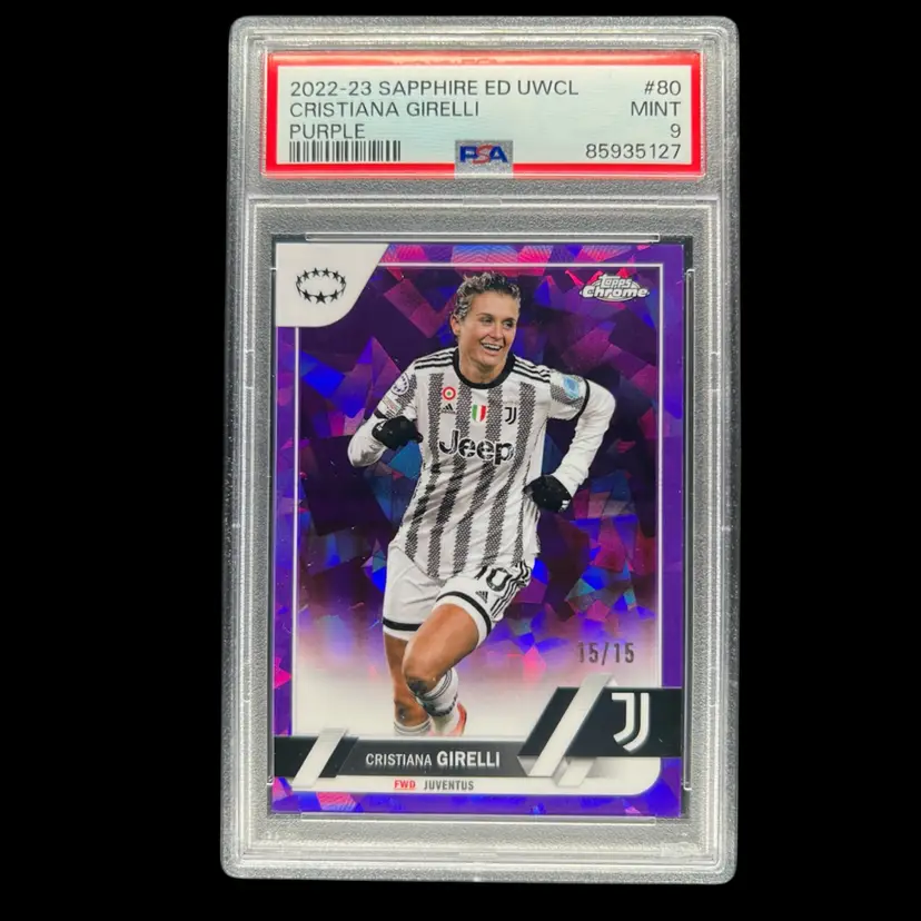 Cristiana Girelli 2022/23 Topps Chrome Sapphire Purple /15 PSA 9 Soccer Card