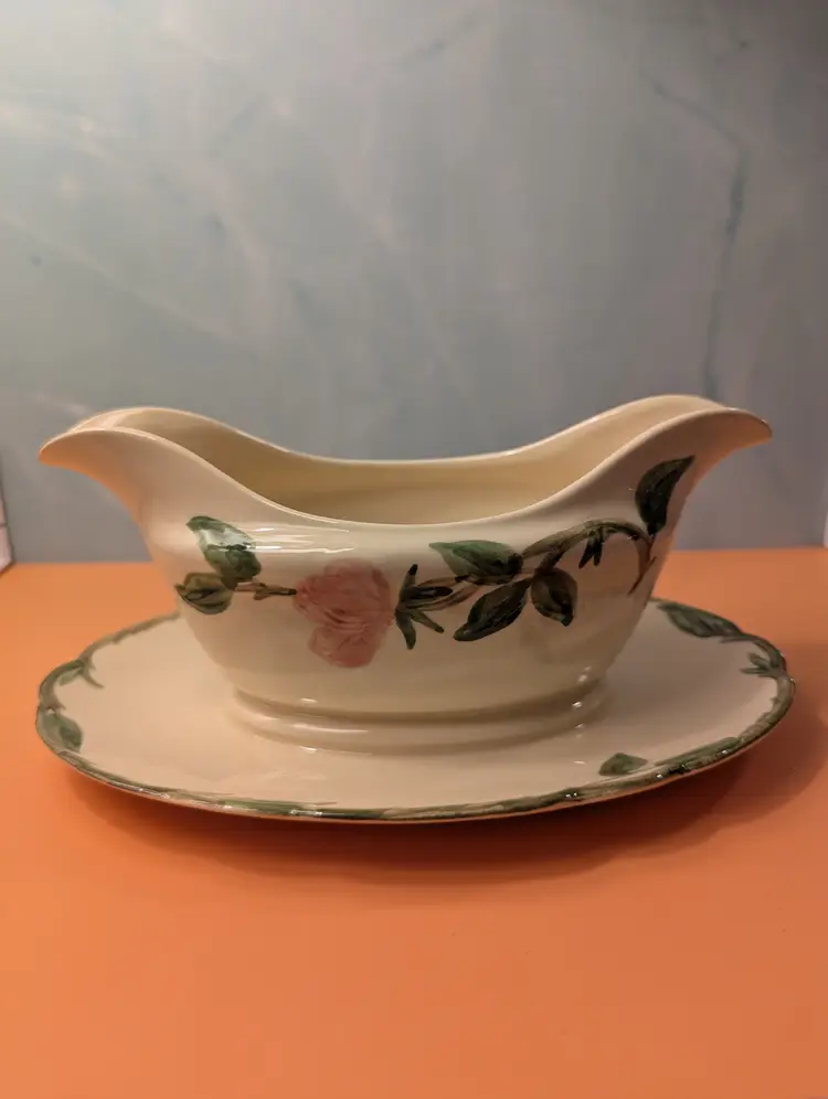 Franciscan Desert Rose Gravy Boat with Attached Underplate Made in USA
