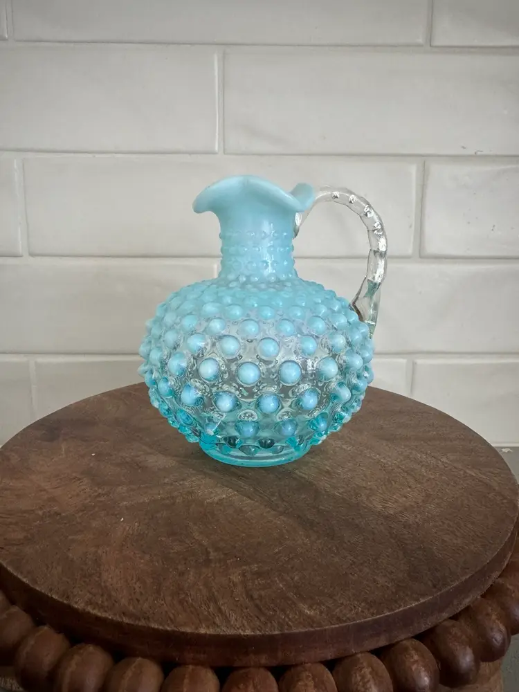 Fenton Blue/Aqua Opalescent Hobnail Cruet Without Stopper