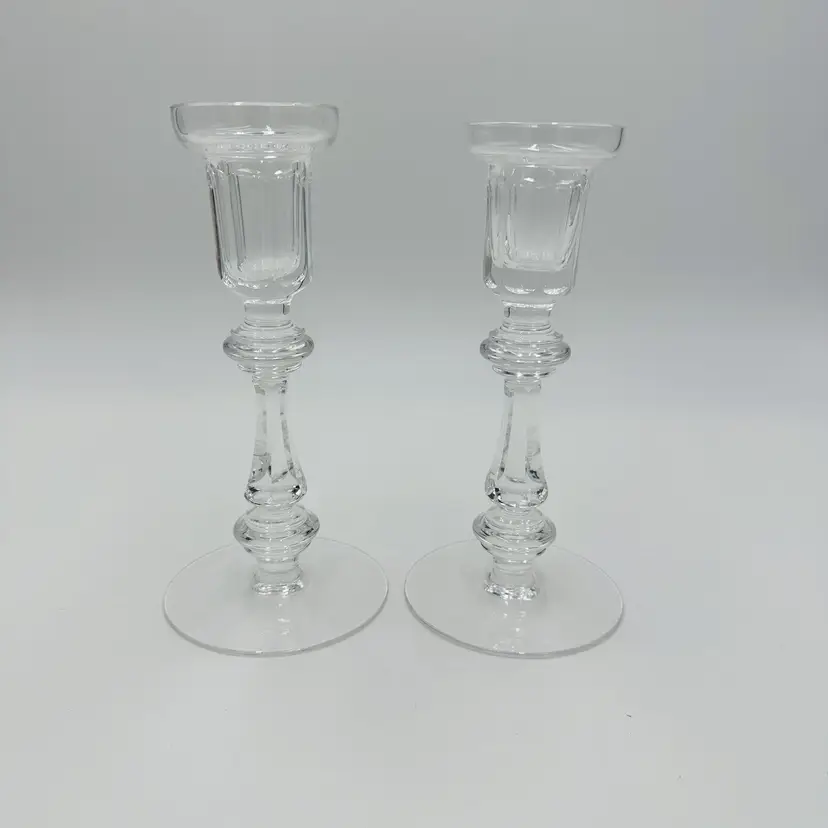 Waterford Crystal Candle Sticks Ireland Cut Glass Vintage Gothic Marking