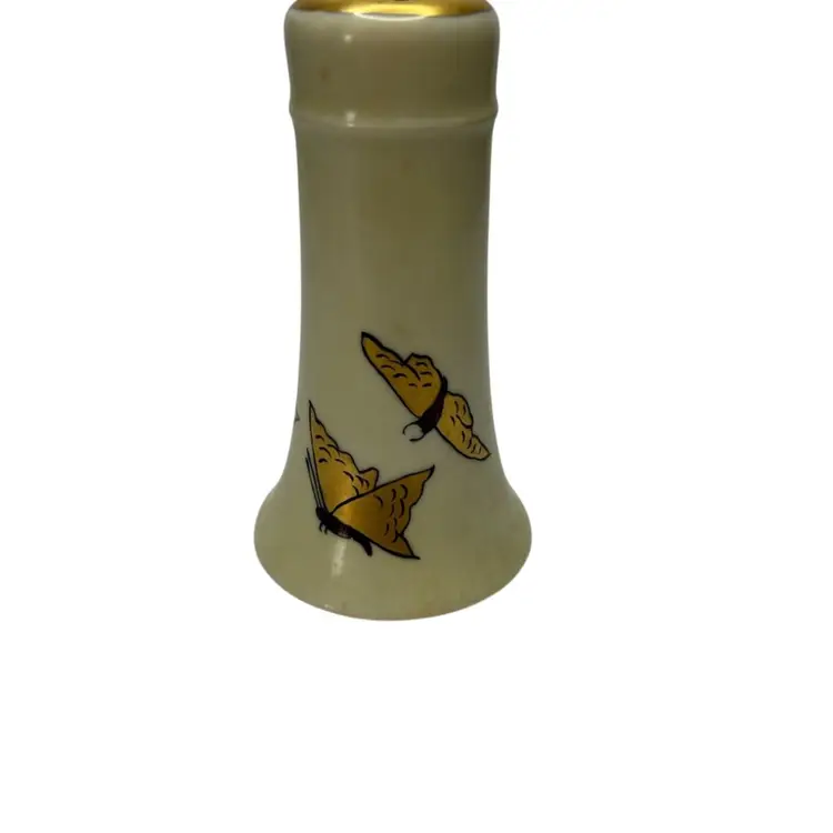 12 Hole Golden Butterfly Hand Painted Signed Possibly Nippon With Cork Stopper Shaker/ Hat Pin Holder
@ 4 1/2x 2 1/2