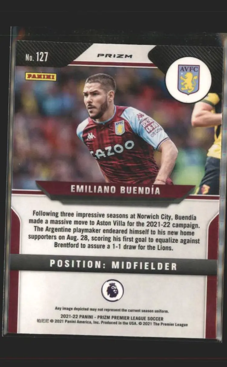 2021-22 Panini Prizm Premier League #127 Emiliano Buendia Silver - ( 138 ) - Aston Villa