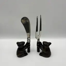 Mouse Handled Cheese Fork and Spreader. As Is.