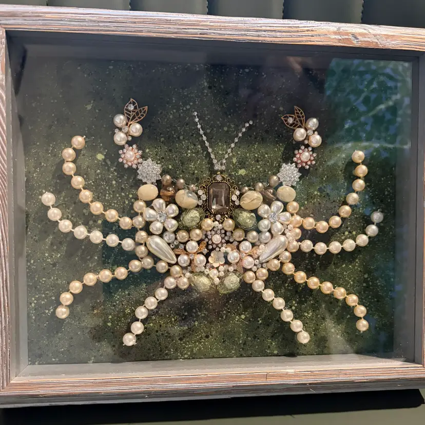Beautiful Framed Jewelry Art Made With Love By Sparkle Hunters 9”x11”