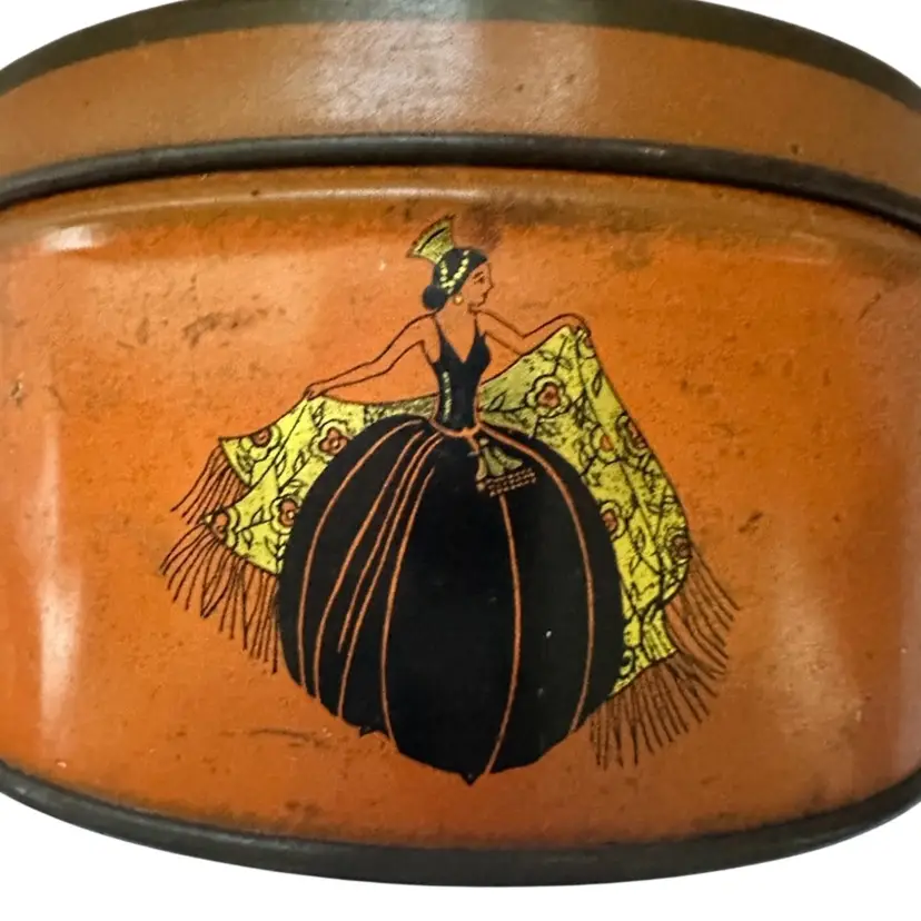 Vintage Art Deco 1920s Stuart Perfumer Powder Tin Box Bella Donna