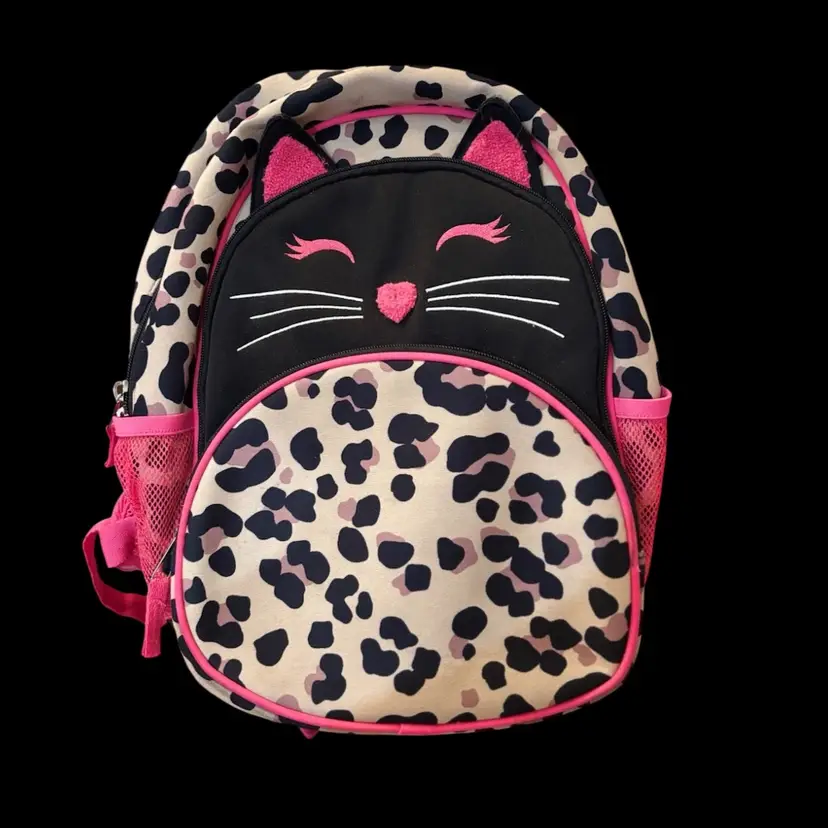 Gymboree Girls Leopard Cat Face Backpack – Pink & Black Kids’ School Bag