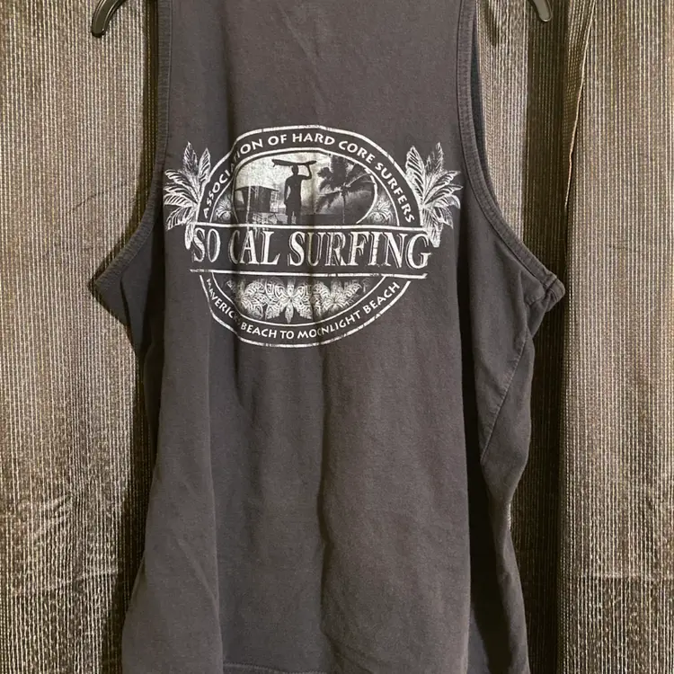 Newport Blue Men's Size Large Black So Cal Surfing Tank Top - Y2K Era