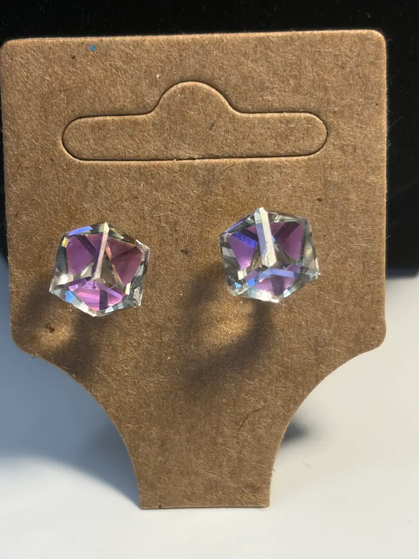 Hexagonal Crystal Stud Earrings