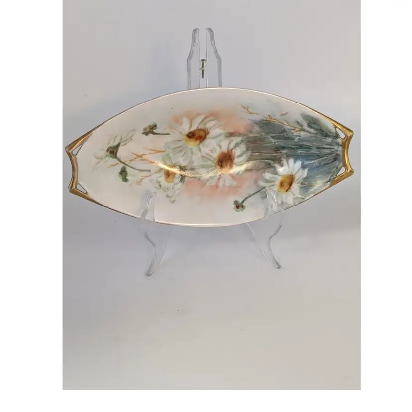 Vtg JR Hutschenreuther Selb Bavaria Oval Dish Hand Painted Daisies