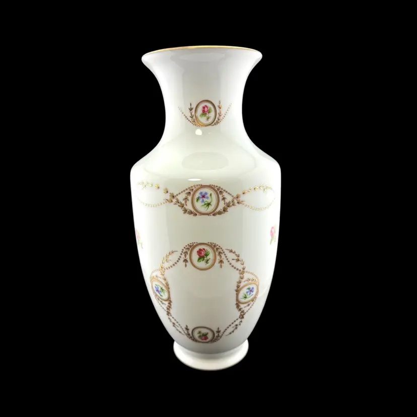 Vintage Large White And Floral Limoges Castel Vase