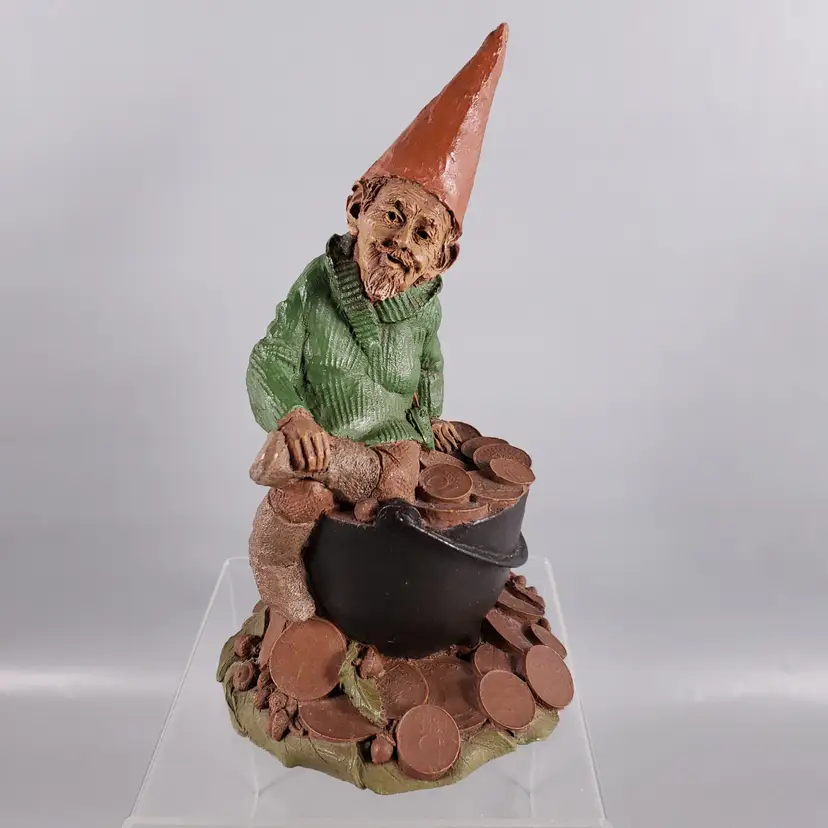 Vintage TOM CLARK 1984 ZURICH 67 Resin GNOME Treasure Gold Coin Pot FIGURINE