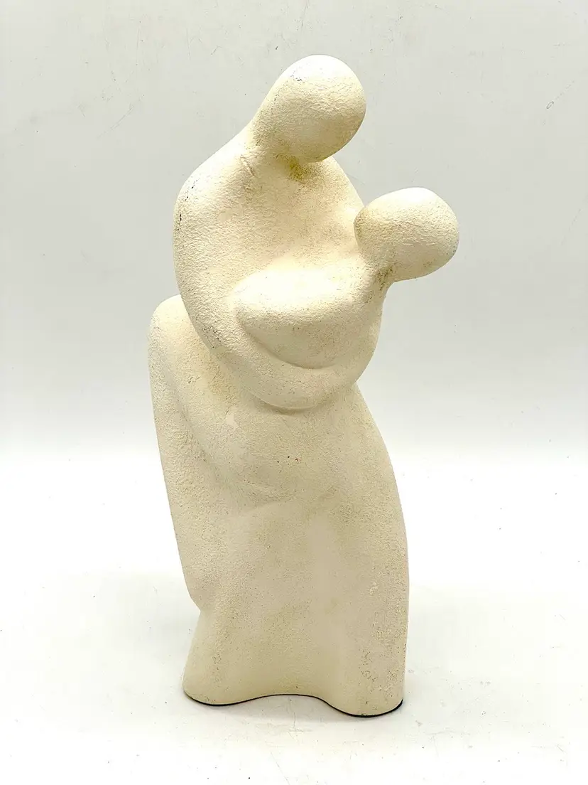 Sculpture Royal Haeger Pottery Large Art Deco Modernist Style Lovers White Sandstone Textured Ceramic Couple Dancing Tango 
15”H