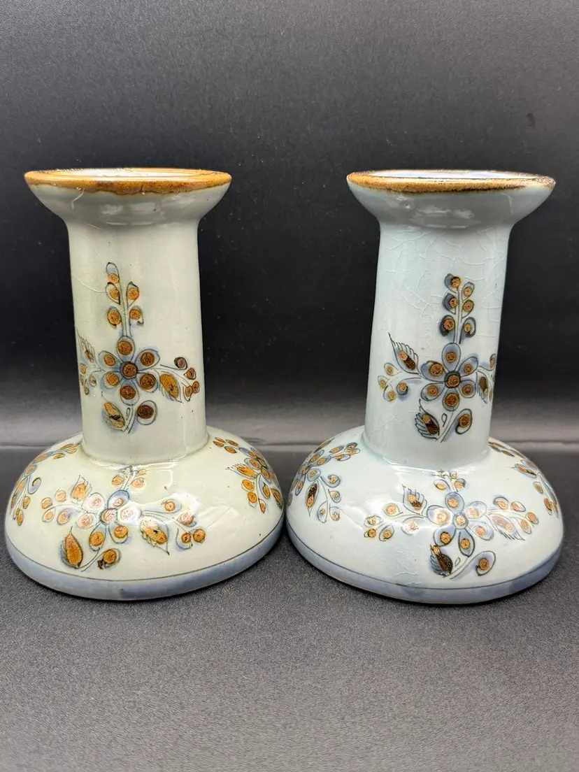 Ken Edwards Mexican Folk Art Pottery Candleholders
