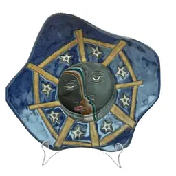 Mara of Mexico Approx 13” Handmade Pottery Sun Stars. Design Plate