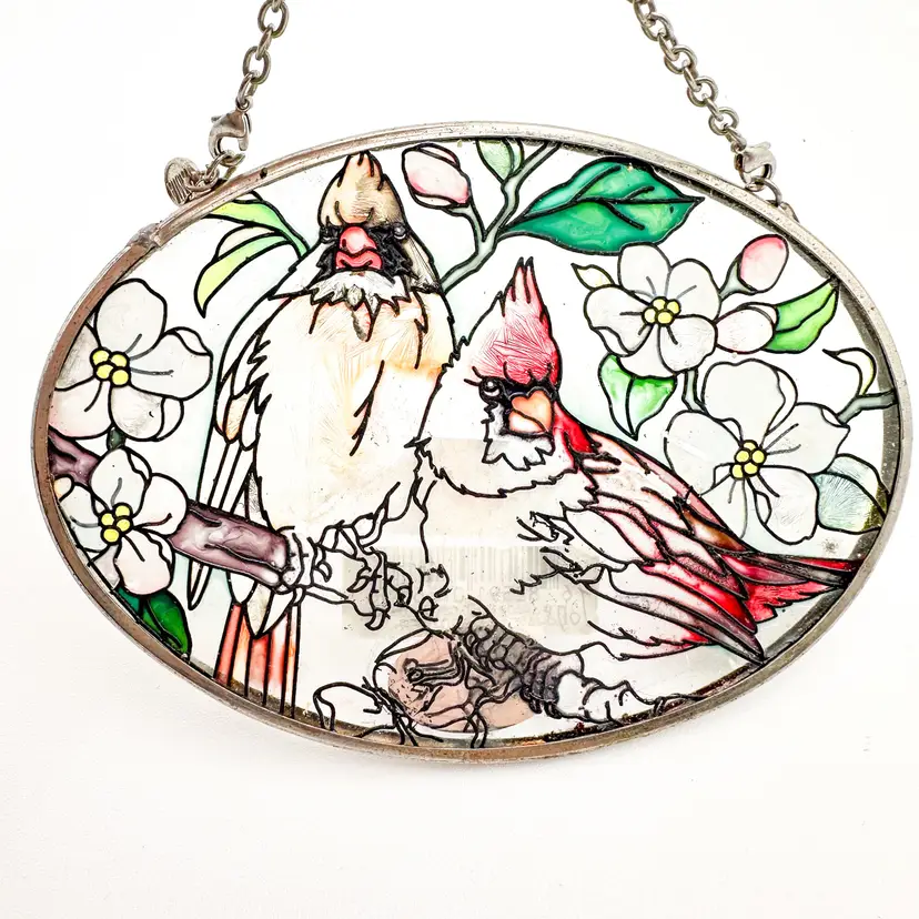 Amia Cardinal Suncatcher Hand Painted