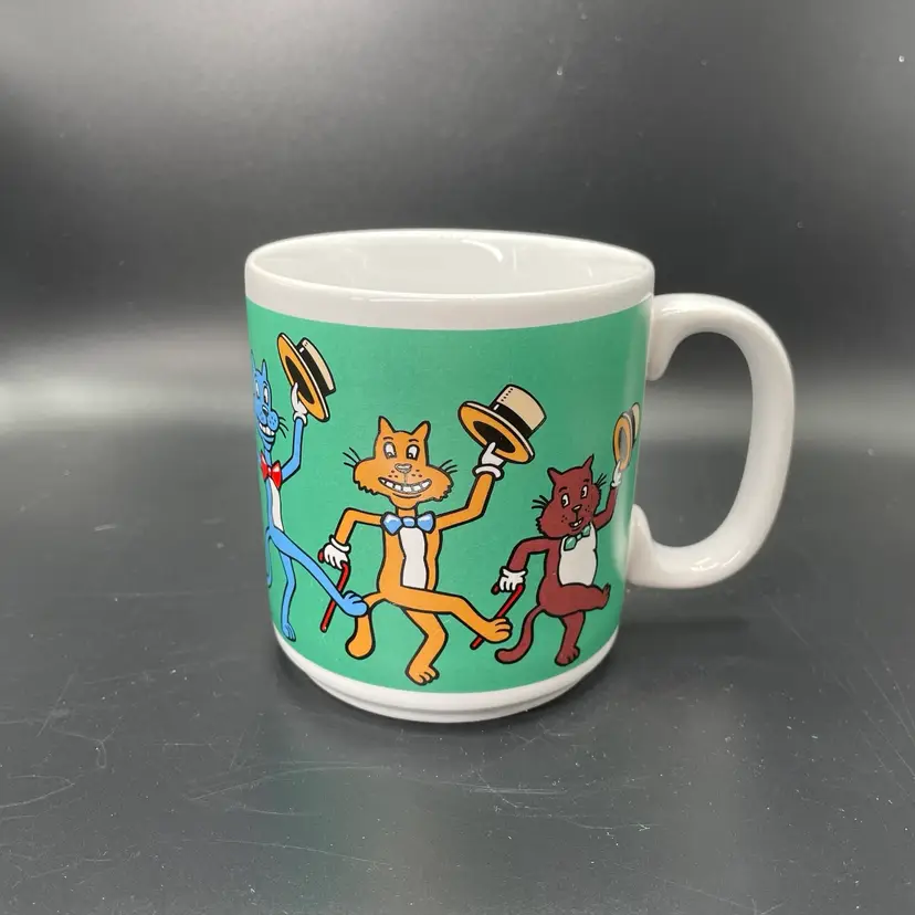 Vintage Dancing Cats Kitty Kitten Coffee Mug Cup Drinkware AS IS