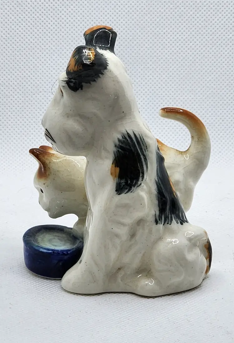 Vintage Nippon Yoko Boeki Terrier Dog & Orange Cat & Water Bowl Figurine