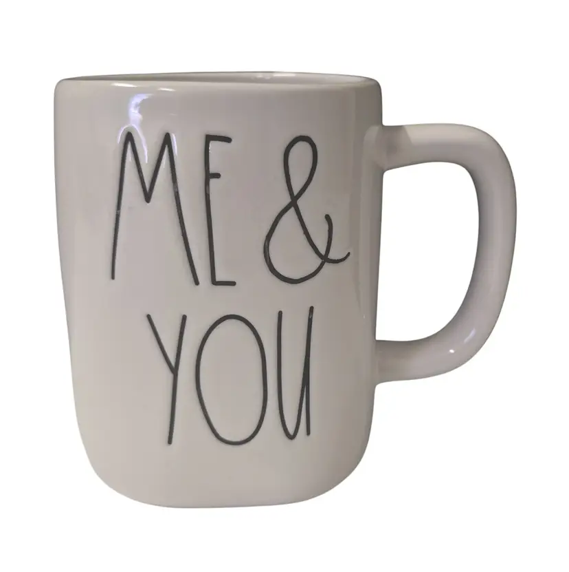 Rae Dunn Me & You Hearts Double Sided Ceramic Coffee Mug