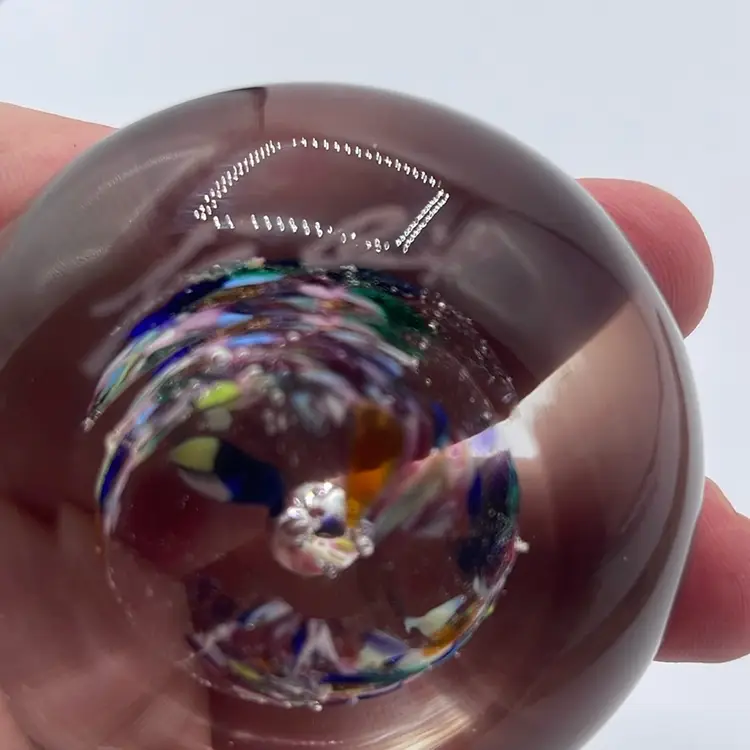 Flat Paperweight Signed By Artist Multicolors