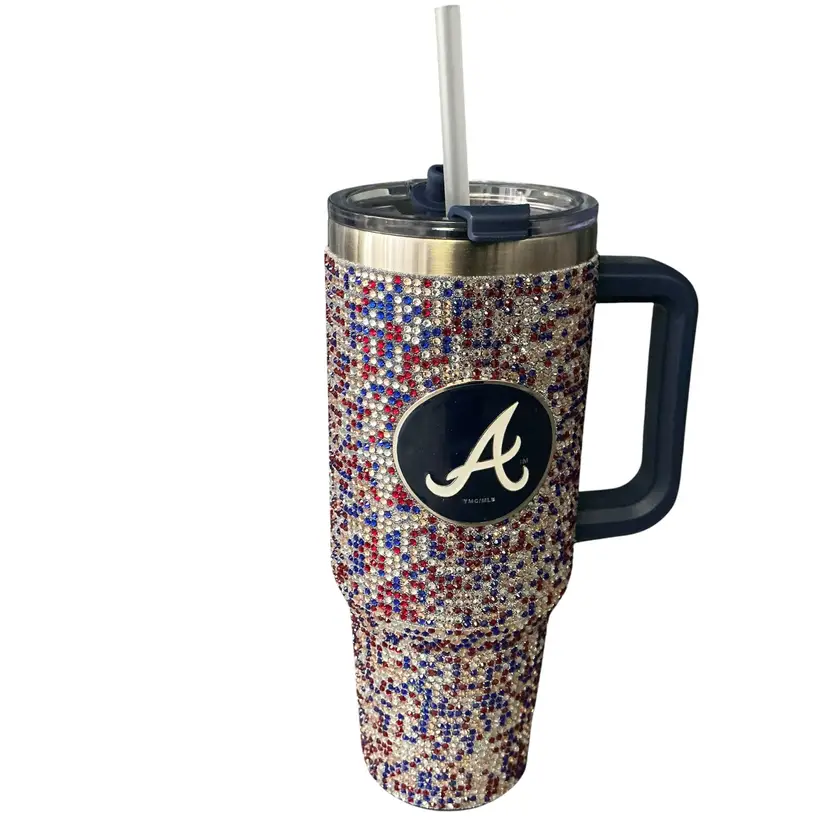 New Bling Colossal UGA 40oz Tumbler Atlanta Braves Rhinestone Checkerboard $50