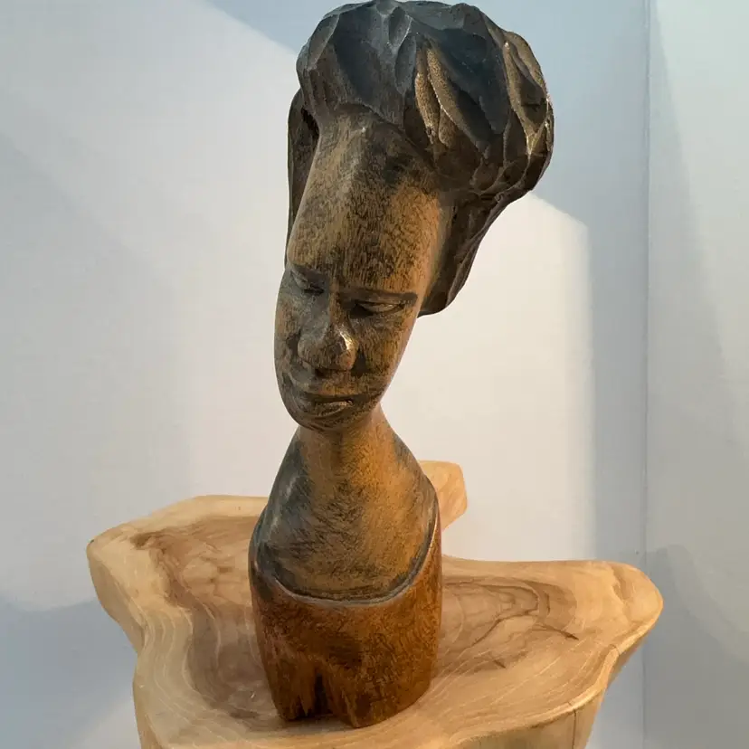 Hand Carved Wooden Bust