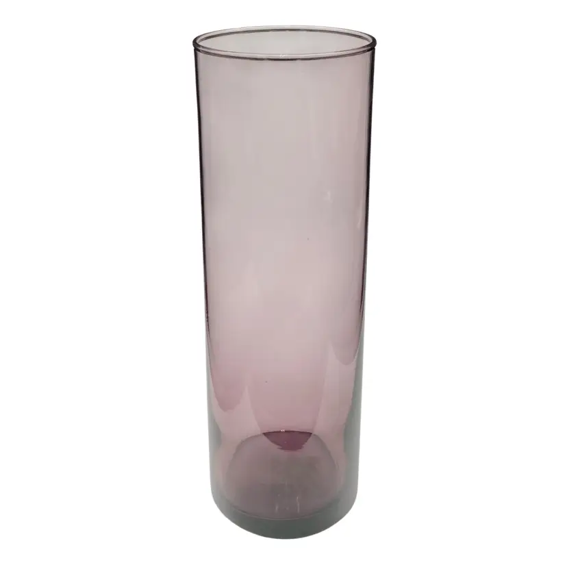 NEW Libbey Glass, Amethyst Purple Cylinder Vase, 10.4" x 3.4”, w/Label