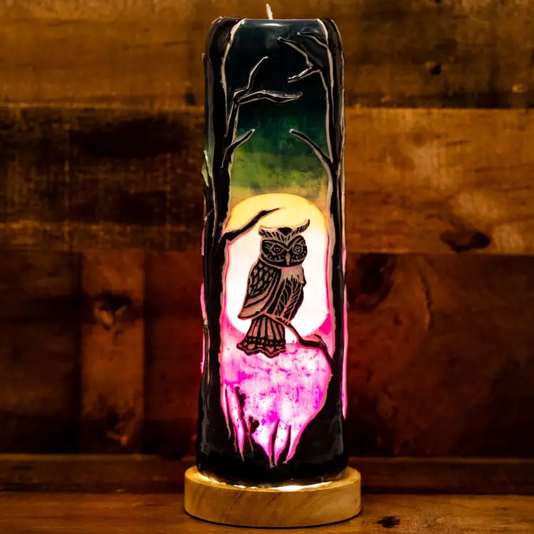 GLOW CANDLE: TP-6001-FOREST OWL