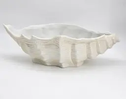 Seashell Planter White Bisque with Beige Detailing 11"