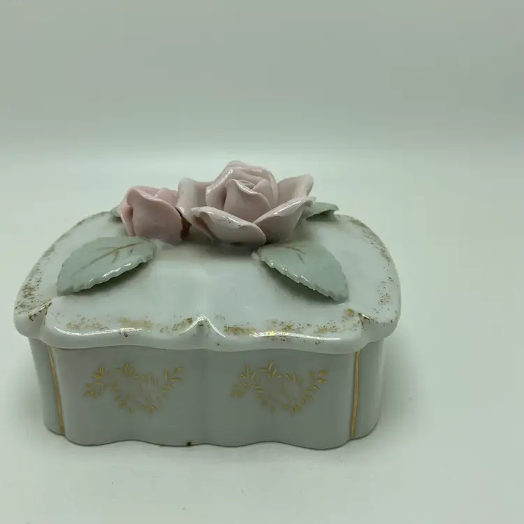 Vintage Capodimonte Rose Trinket Box