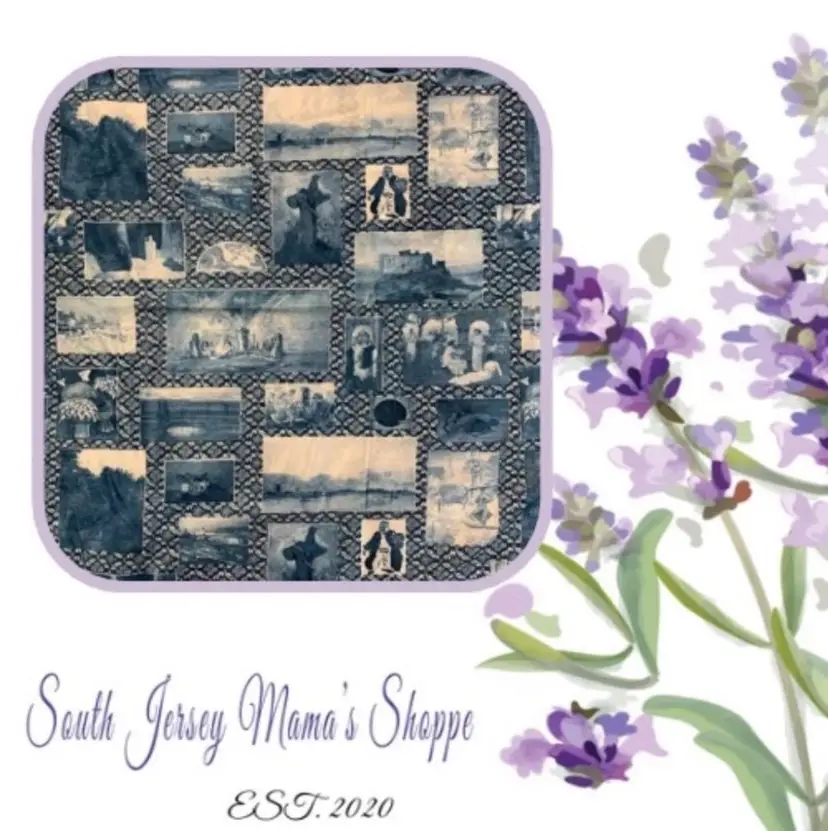 Vintage 1950s Blue & White Historical Places Design Acetate Fabric 56” W x 2 Yds