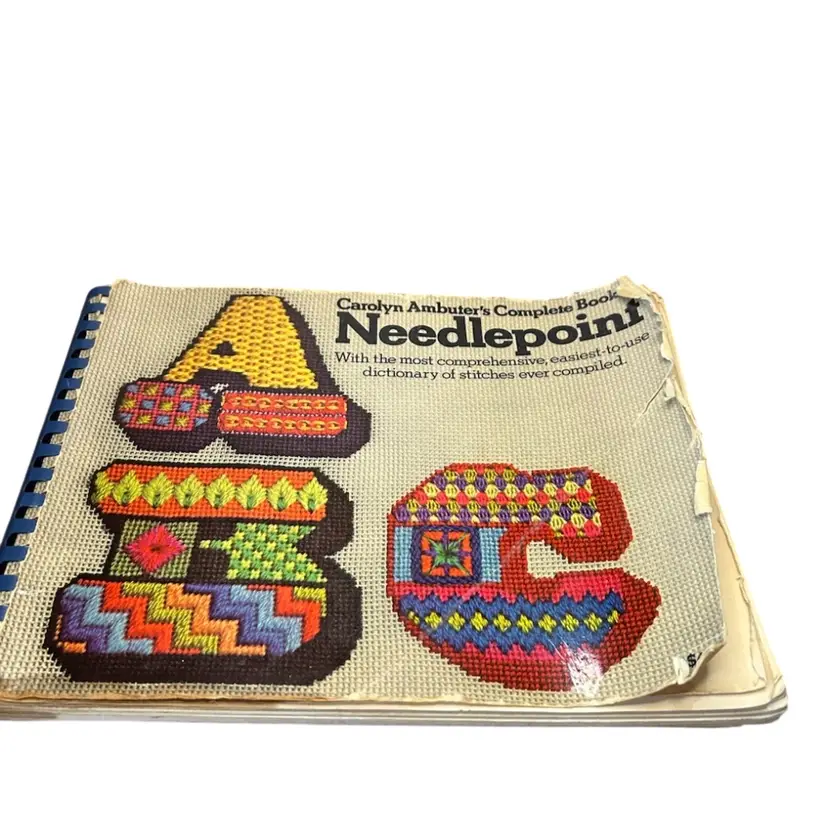 Carolyn Ambuters Complete Needlepoint Book.. Some Damage And Wear 1972
11 1/2x 8 1/2
