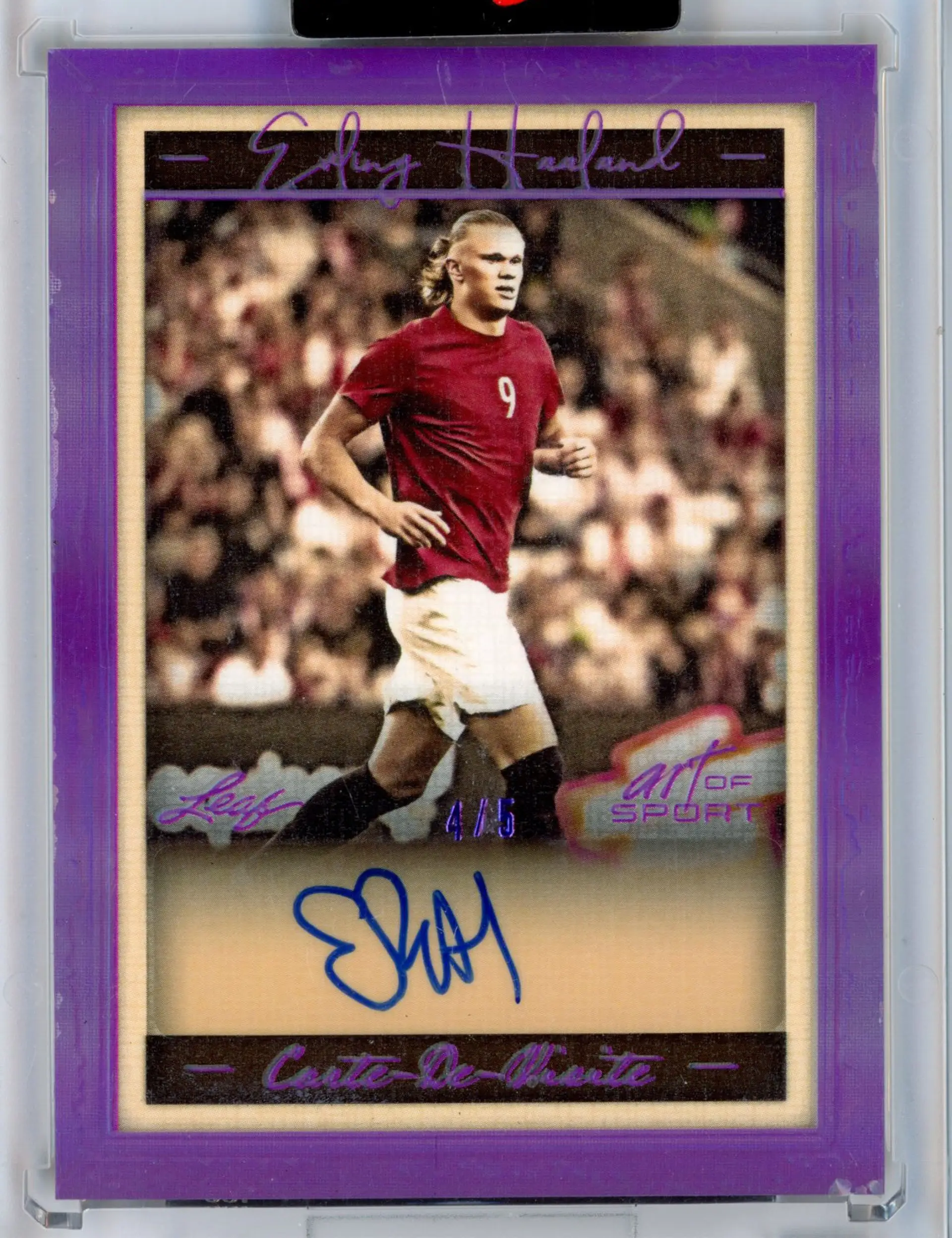 2023 Leaf Art of Sport ERLING HAALAND /5 Purple Auto Carte De Visite SSP #CDV-EH1