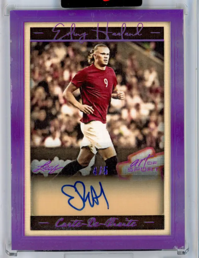2023 Leaf Art of Sport ERLING HAALAND /5 Purple Auto Carte De Visite SSP #CDV-EH1