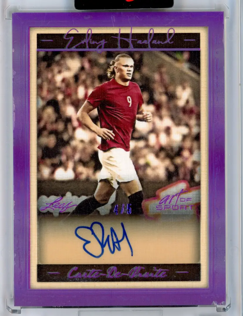 2023 Leaf Art of Sport ERLING HAALAND /5 Purple Auto Carte De Visite SSP #CDV-EH1