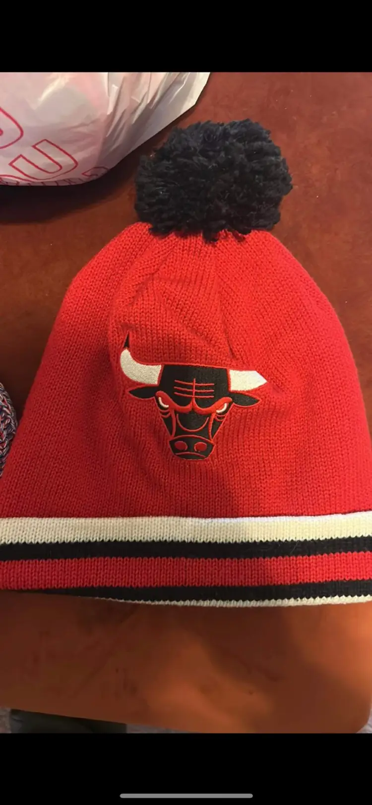 MENS CHICAGO BULLS  Mitchell & Ness Winter BEANIE HAT RED/BLACK/WHITE