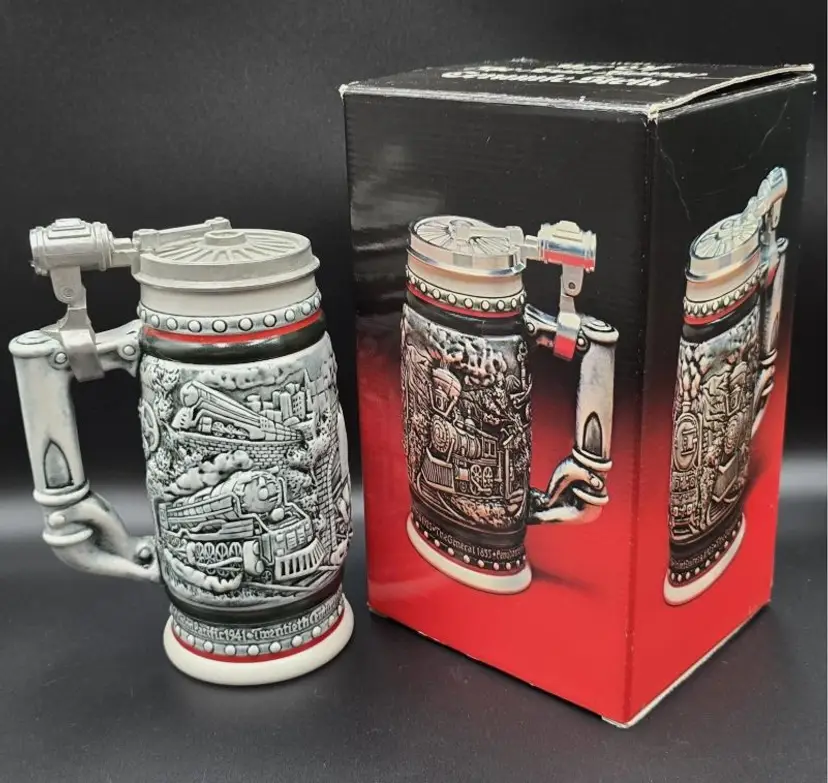 Vintage 1982 Avon Age of the Iron Horse Train Ceramic Beer Stein w Box