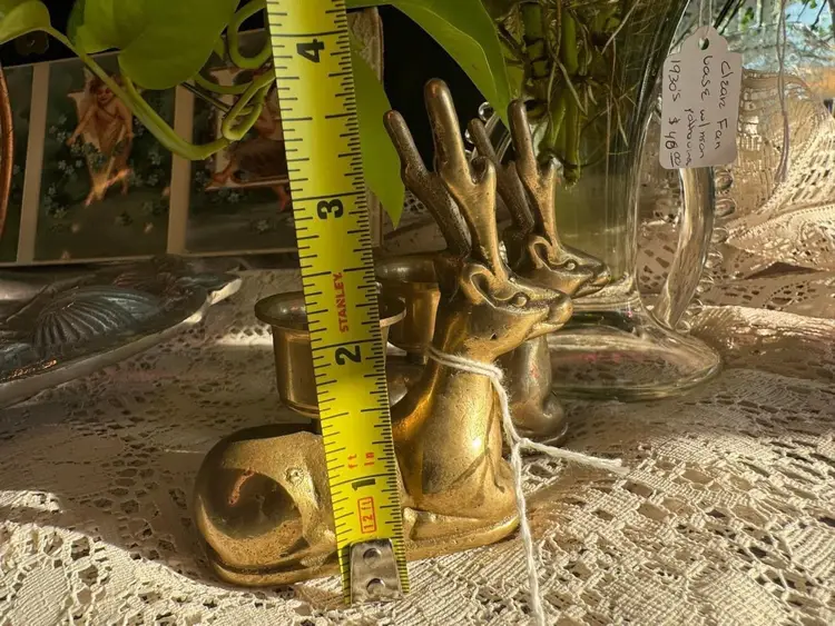 Pair of Vintage Brass Deer Candle Holders 