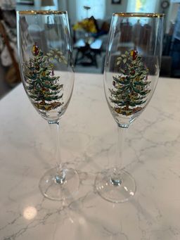Spode Holiday Champagne Flutes