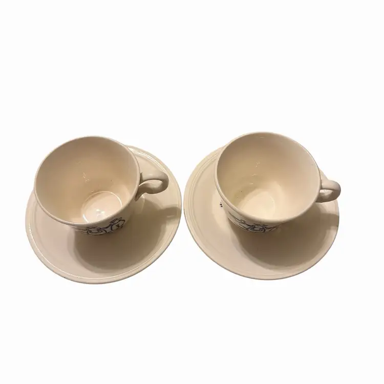 Vintage TEACUP & SAUCER Dutch Mini Edwin M Knowles China Co Semi Vitreous Made in USA Pair 2