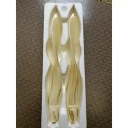 de Ber Ivory and Gold Twisted Taper Candle Sticks Made in Italy